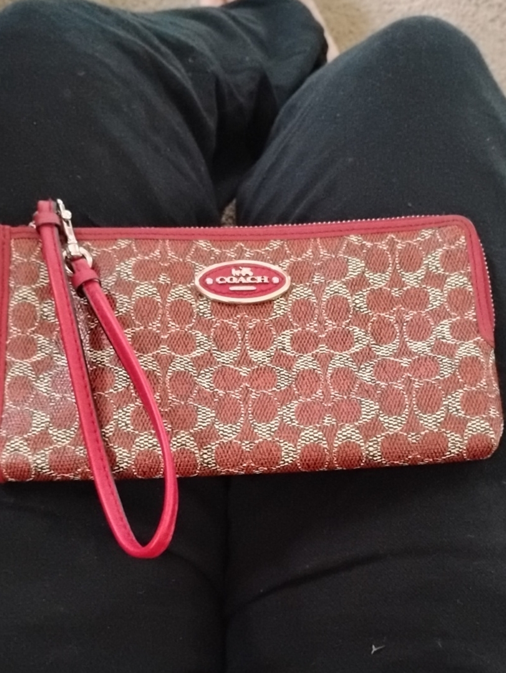 Coach Red Signature Zip Wallet